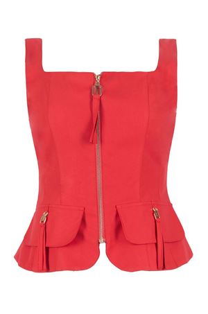 Blusa Roja Zipper Lía