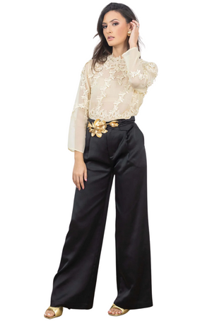 Pantalón Negro Satin Reina