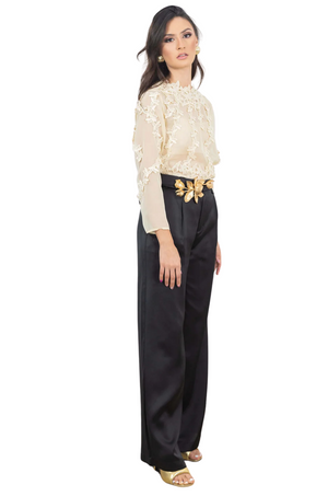 Pantalón Negro Satin Reina