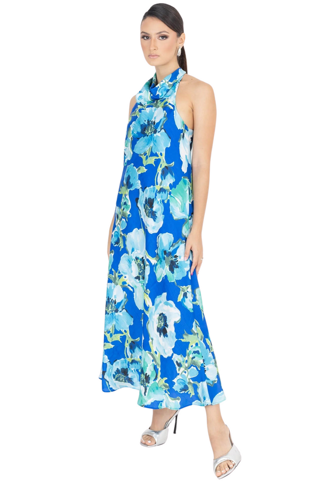 Vestido Azul Est. Cuello H. Ximena