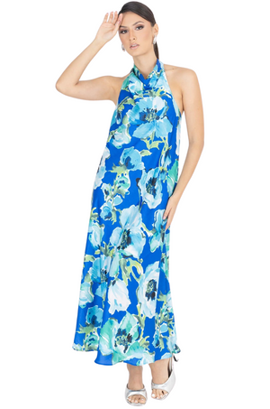Vestido Azul Est. Cuello H. Ximena