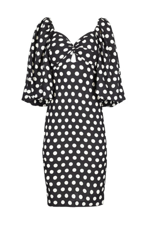 Vestido Negro Lunares Midi Celina 5