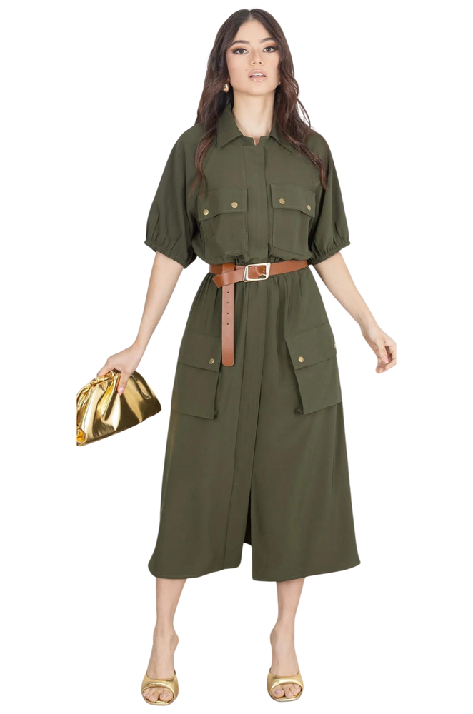 Vestido Verde Olivo Gabriella – Blühen - Main Image