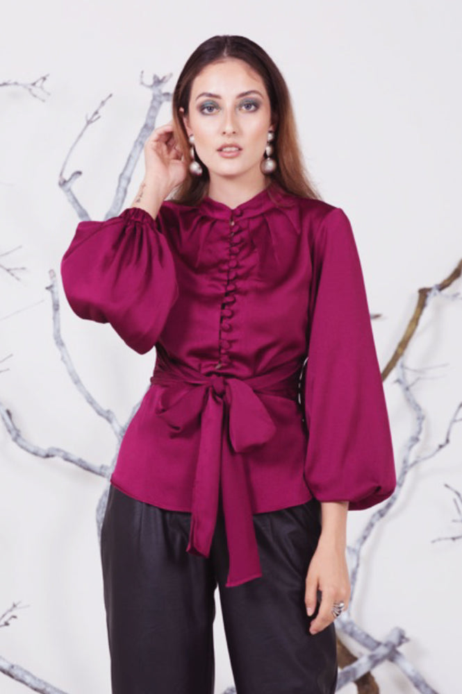 Contempo Long Sleeve Magenta Top