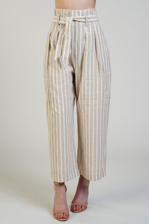 Nude Stripes High Waist Trouser