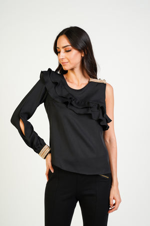 One Shoulder Black Top