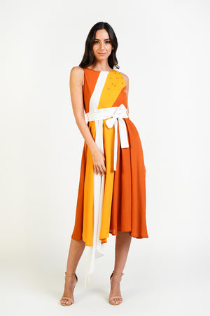 Block Color Midi Dress
