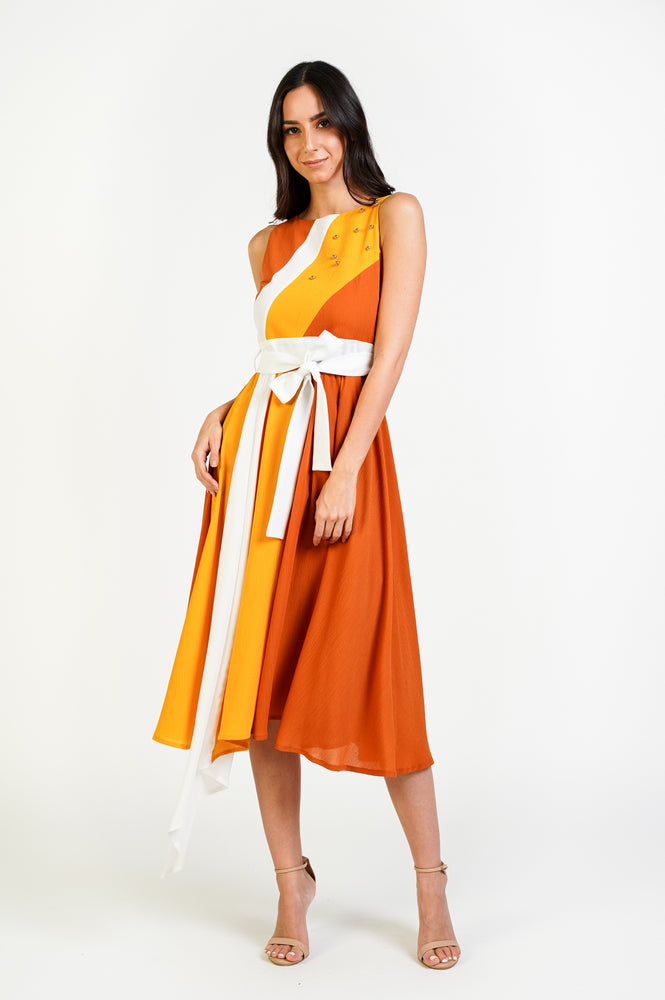 Block Color Midi Dress