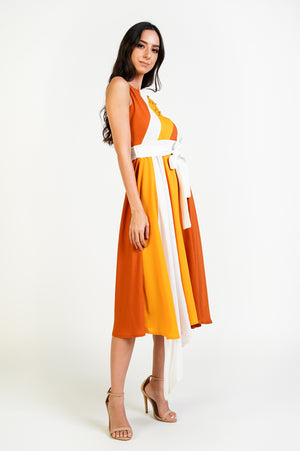 Block Color Midi Dress