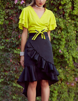 Stripe Midi Black Skirt