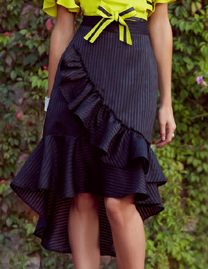 Stripe Midi Black Skirt